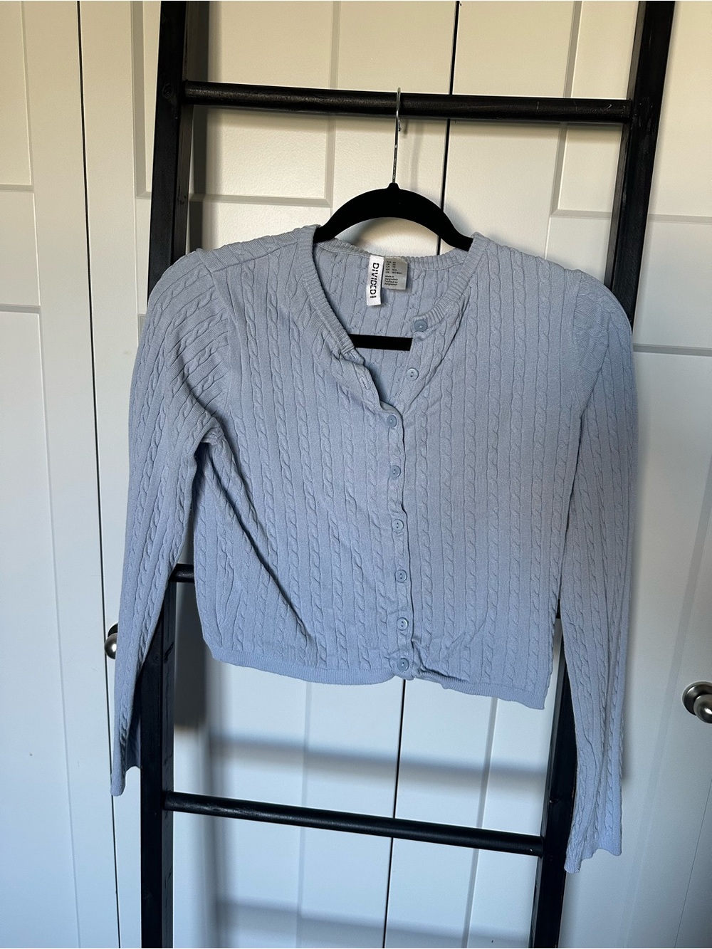 H&M Pale Blue Cable-Knit Button Cardigan